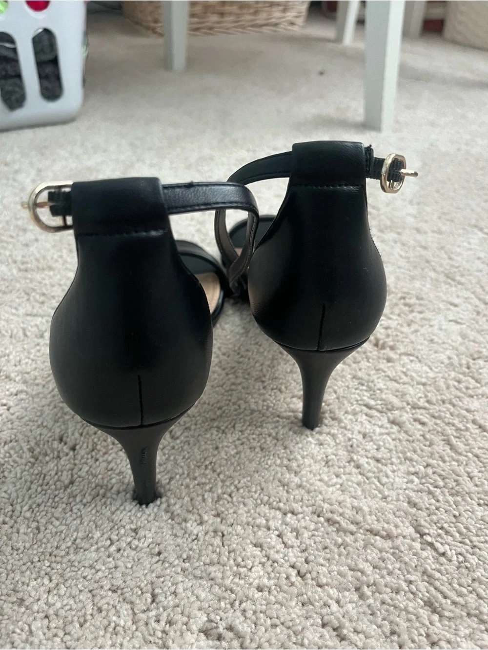 Kelly & Katie Black Ankle-Strap Open-Toe Heels